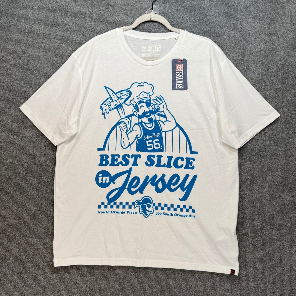 RSVLTS Shirt Mens XL White Seton Hall NCAA Pizza Graphic Tshirt NEW